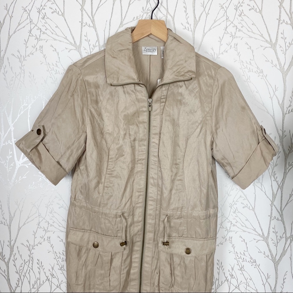 ZENERGY by CHICO’S Tan Utility Zipper Shift Dress - Picture 5 of 14